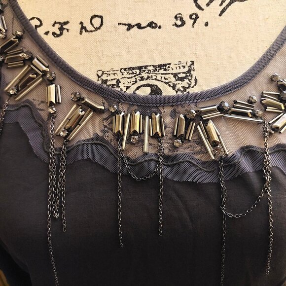 Richmond Gray Beaded Top w/Back Waist Tie Sz 44 NWT - Picture 6 of 13